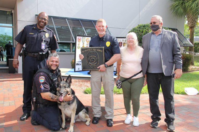 Winter Haven Police Department Presented With Five Bronze K-9 Statues and Bronze Plaque