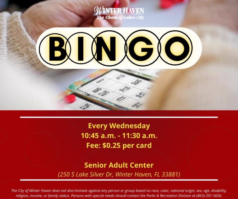 BINGO Every Wednesday at Senior Adult Center