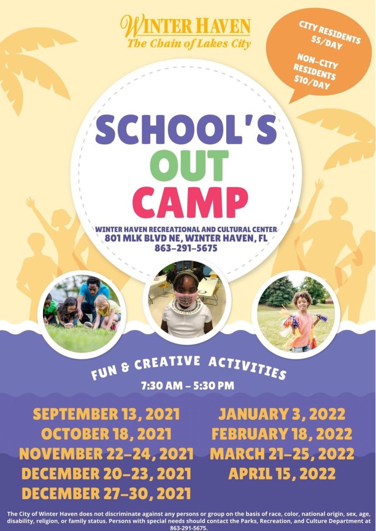 City of Winter Haven Parks, Recreation and Culture Offering School’s Out Camp For Upcoming Holidays
