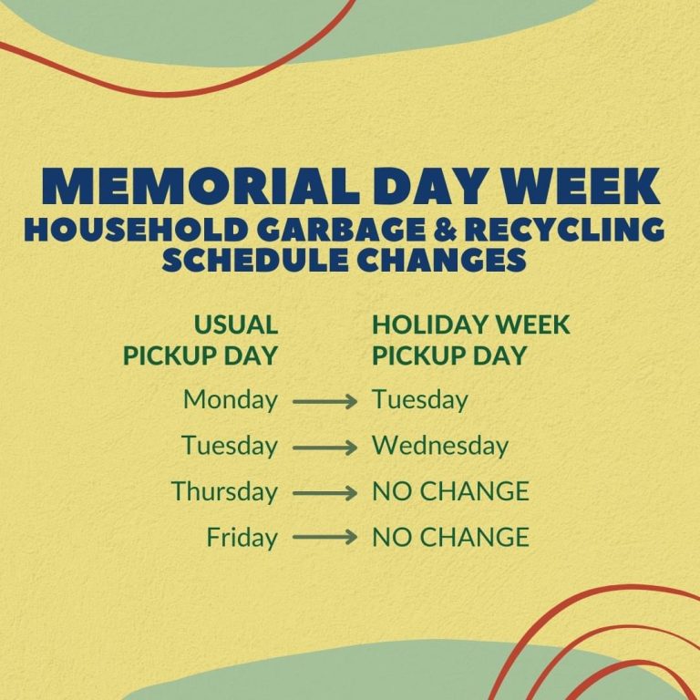 Household Garbage And Recycling Days Will Shift Slightly Next Week Due To Holiday