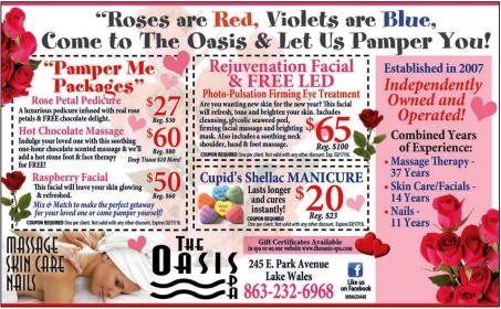 Valentines Day is Just Around the Corner!  The Oasis Spa has the Perfect Gifts