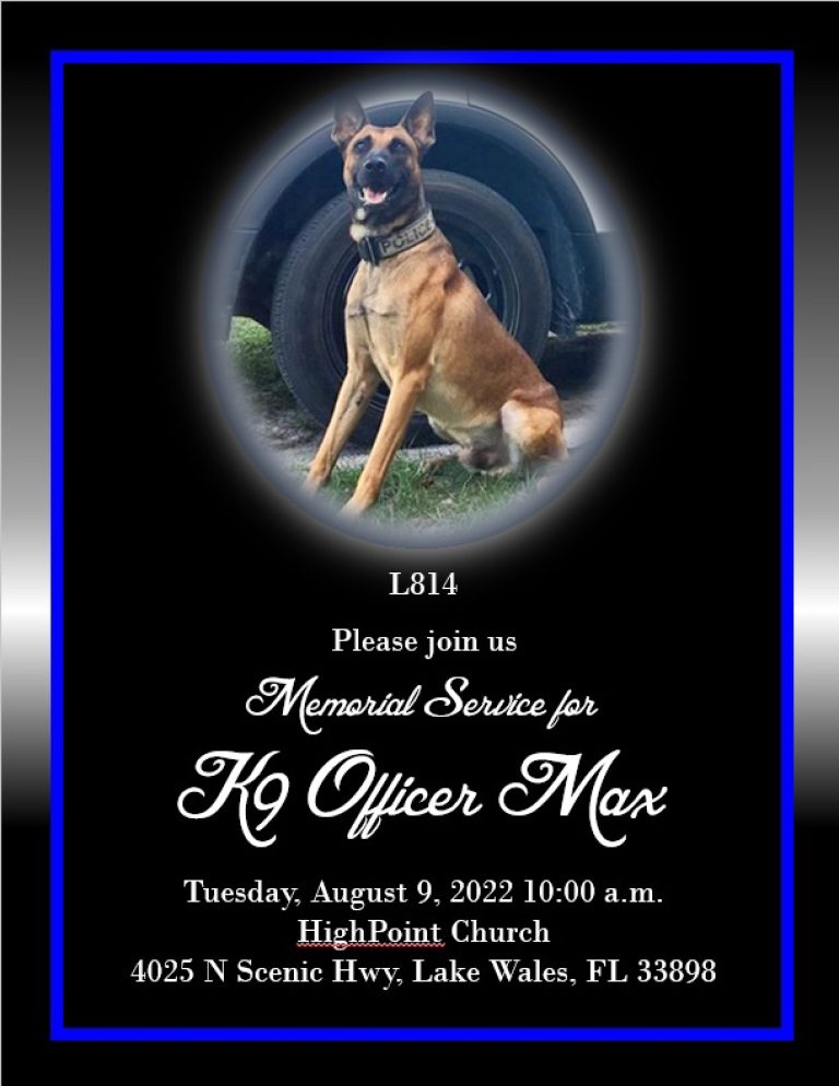 Memorial Service for Lake Wales K-9 Officer Max