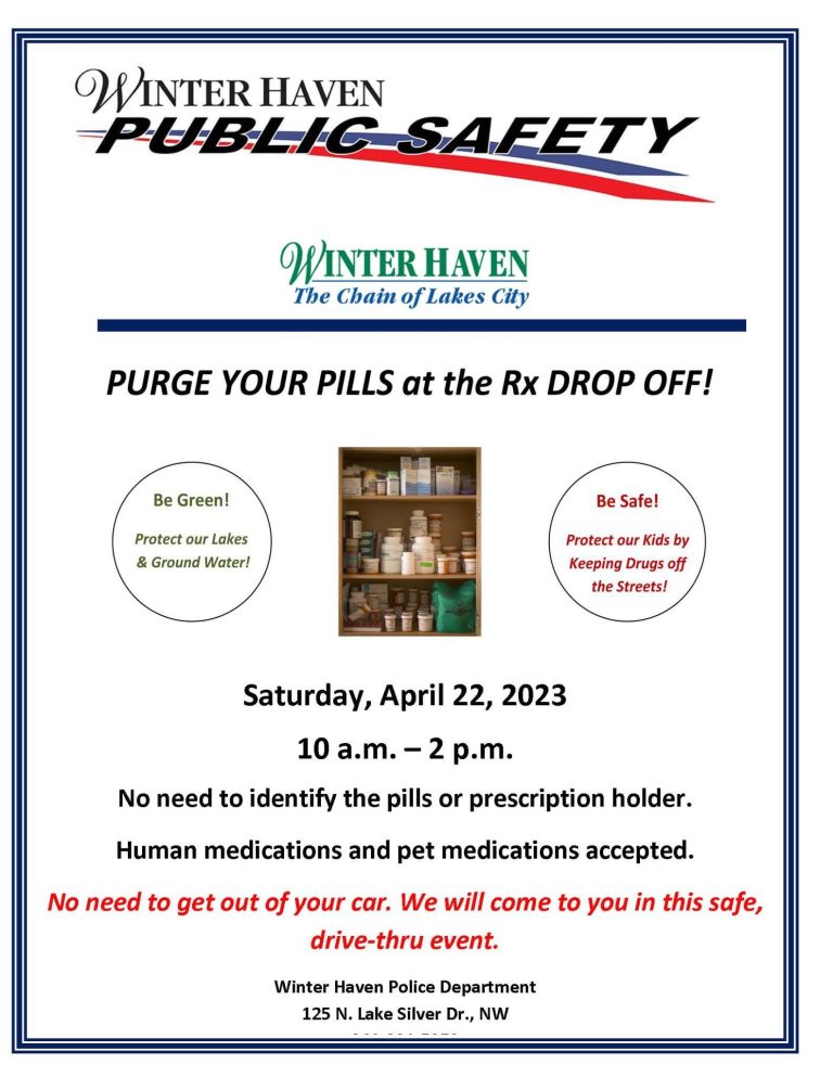 Winter Haven Public Safety Offering Purge Your Pills April 22