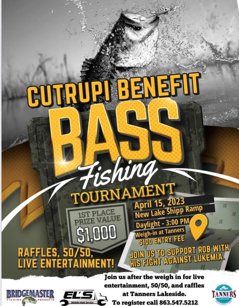 $1,000 First Place Prize To Be Awarded At Bass Fishing Tournament Hosted By Tanners Lakeside April 15