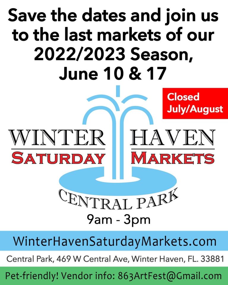 Last Winter Haven Saturday Markets Of The Season Scheduled For June 10 and 17