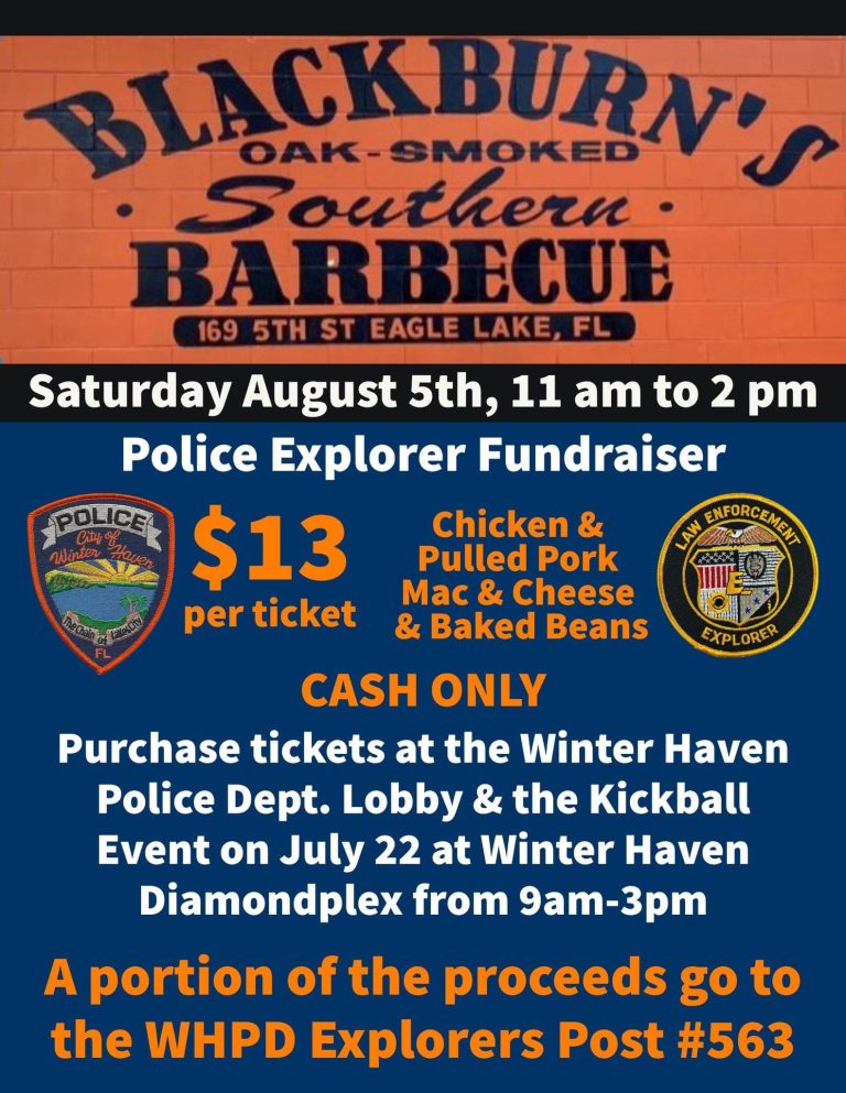 Save The Date For The Winter Haven Police Explorers Fundraiser Scheduled For August 5