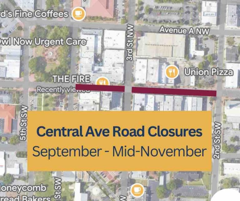 Portions Of Central Avenue Between 2nd and 4th Street To Be Closed For Construction Of Sidewalk Cafes