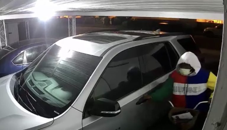 Suspect Is Caught On Camera By Homeowners While Attempting To Open Their Parked Car Door