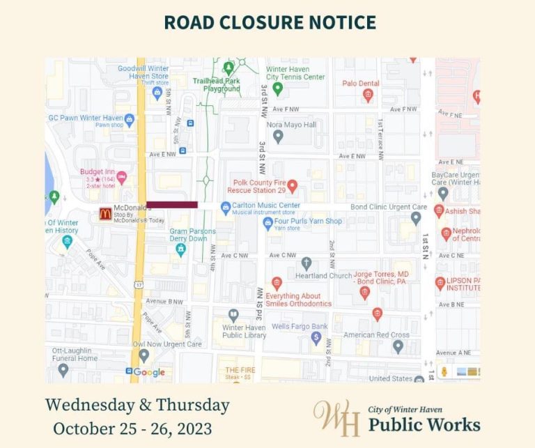Traffic Alert – Road Repairs and Paving Will Be Conducted for New Staybridge Hotel Along Ave. D NW between Hwy 17 and 5th St. NW October 25 and 26