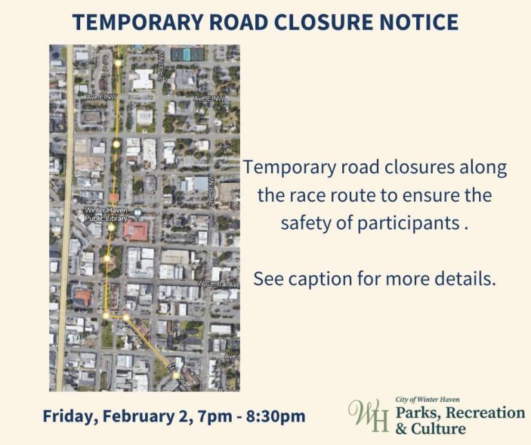 Temporary Road Closure This Evening In Winter Haven For Light Up the Night 5k