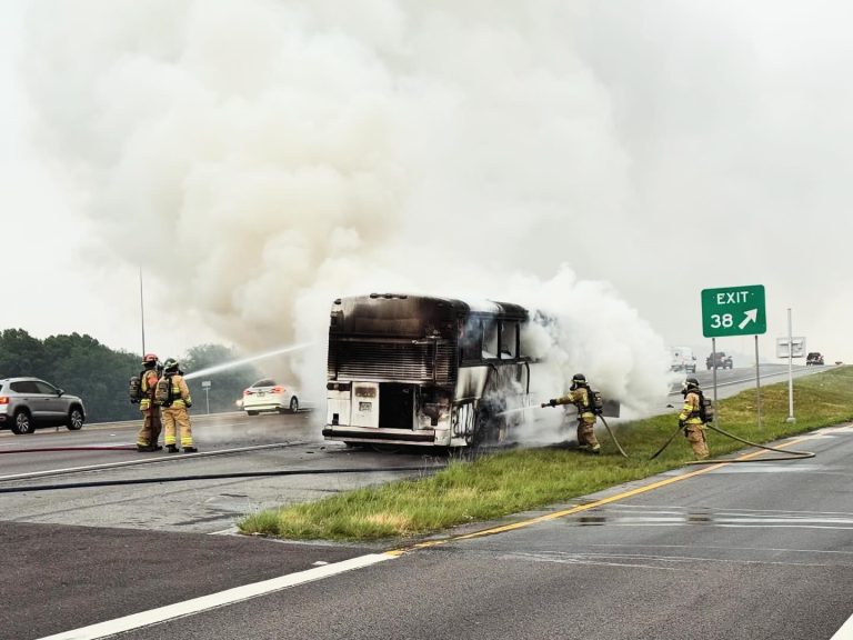 Multiple Emergency Services Respond to Bus Fire on I-4